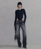 No Extra Touch Low-Rise Straight Denim Pants (Black) / 26Sppt001Bk