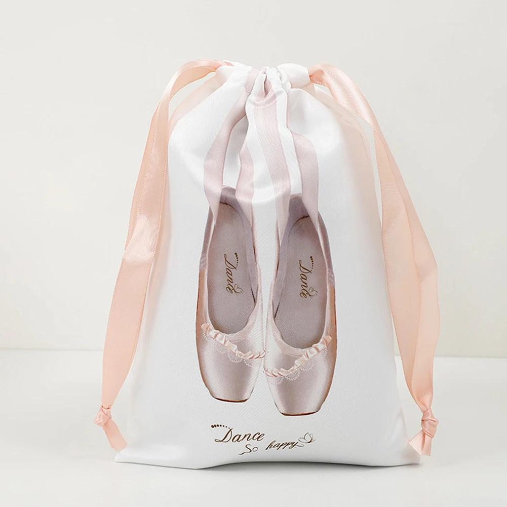 1Pc 18x28cm 4color Dance Shoe Storage Bag Satin Drawstring Pouch Ballet Pointe Shoe Dustproof Pouch Ballet Organizer Package