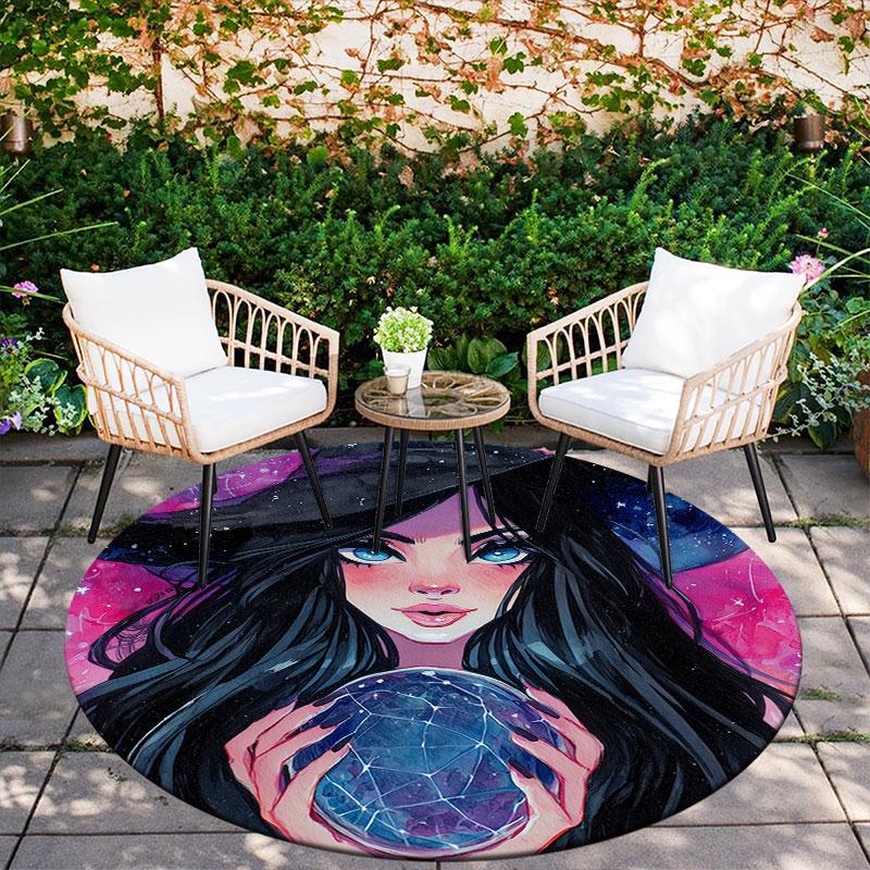 Cartoon Girls pattern round rug,Carpet Rug for Living Room Bedroom Playroom ,Non-slip Floor Mat,Holiday Gifts and Birthday Gifts.