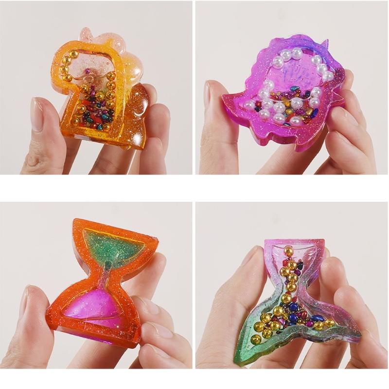 Hourglass Keychain Silicone Mold Epoxy Resin Casting Dinosaur Charm Molds Craft