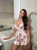 European and American Style Sexy Mesh Floral Lace Camisole Nightgown for Women