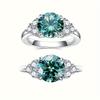 3ct Round Cut Blue Green Color Zirconia Engagement Ring CopperLuxury Wedding Ring Jewelry