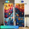 2pcs Playful Blanket with Flowers Printed Curtain for Home Decor - Rod Pocket Window Treatment for Bedroom, Office, Kitchen