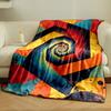 A vibrant spiral with geometric shapes and contrasting colors. for all seasons blanket lunch break throw gift