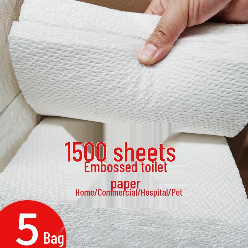 

Large Household Pack of Square Tissue & Toilet Paper - Flat Hand Paper, Knife-Cut Sanitary Paper, Facial Tissue, Whole Box