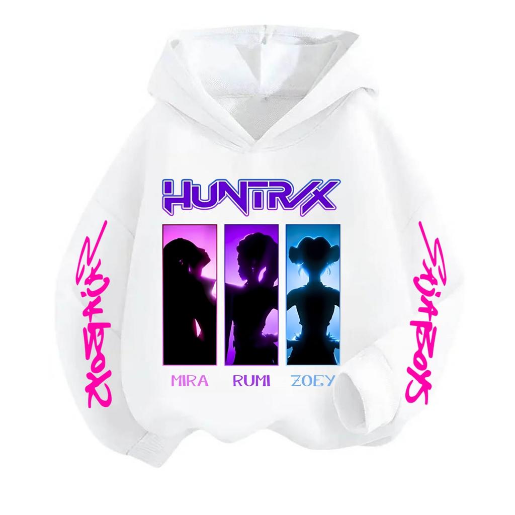 Bluzy i bluzy dla dziewcząt Nowy K-pop Demon Hunter Słodki nadruk z kreskówki Dziewczęca codzienna sportowa bluza z kapturem