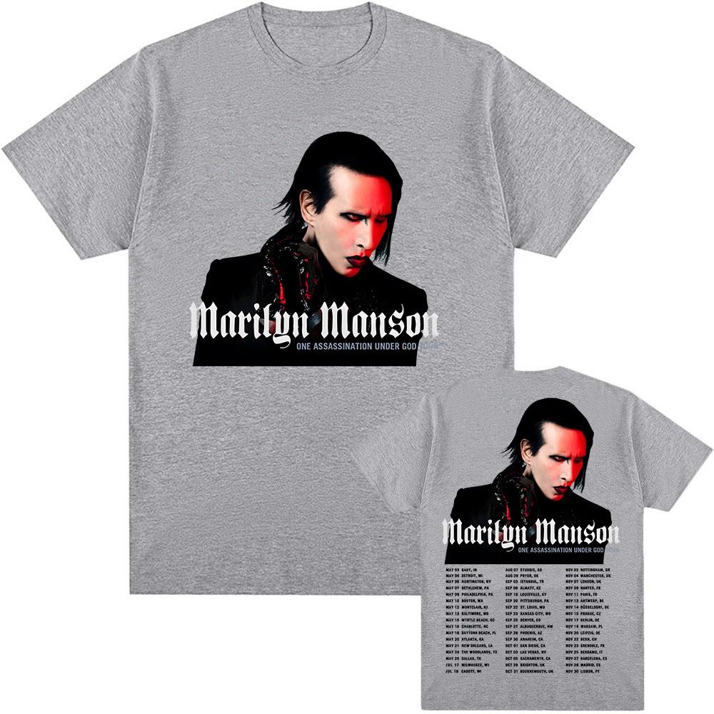 ONE ASSASSINATION UNDER GOD TOUR 2025 T-shirt Marilyn Manson Bedrukte T-shirts Katoen Zomer Mannen Unisex Streetwear Herenkleding