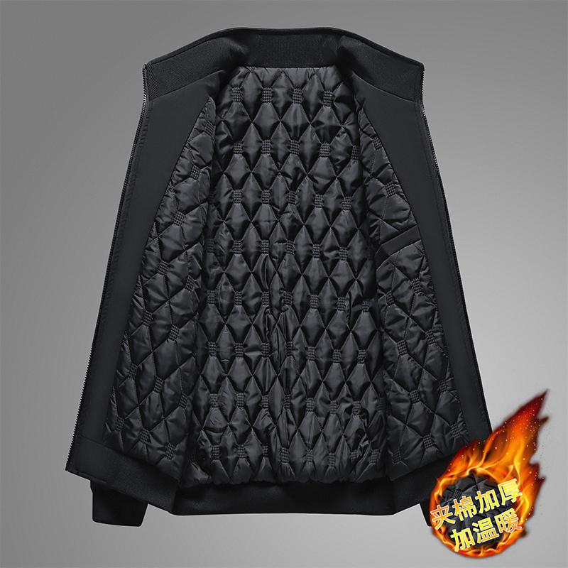 New Cotton Jacket for Men Middle-aged and Elderly Men's Jacket Plus Cotton Thickened Warm Standing Collar Casual Cotton Jacket