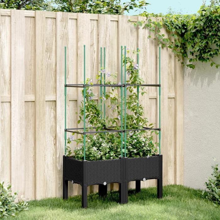 VidaXL Planter with Trellis, Raised Bed, Flower Box, Plant Pot, Flower Box Garden Patio Terrace Outdoor, 367953