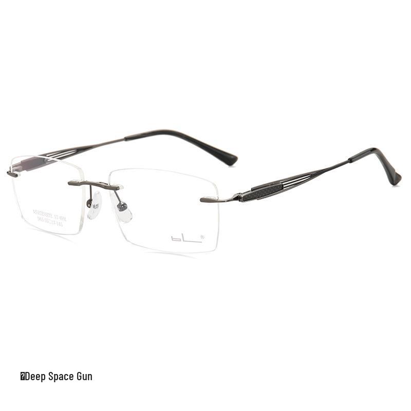 

BL Alloy Eight-Hole Men s Rimless Beveled Eyeglass Frame, Ultralight & Comfortable, Prescription-Ready D65