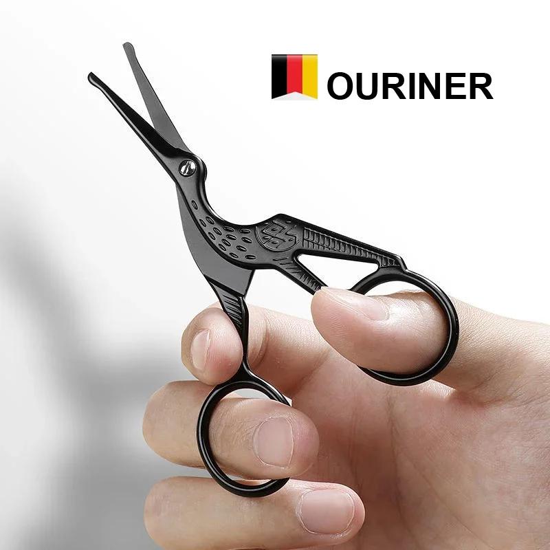 Ouriner Facial Hair Scissors Rounded Professional Stainless Steel Mustache Nose Hair Beard Eyebrows Eyelashes Trimming Clippers