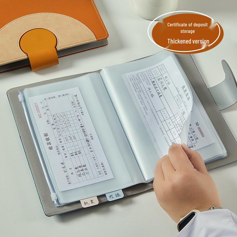 Magnetic Buckle Passbook & Receipt Storage Album for Financial Management