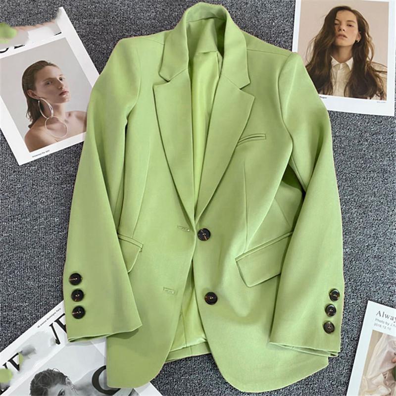 Four Seasons Women's Khaki Suit Jacket Spring Autumn CollectionElegant High-End Street Style for The Leisure Season