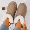 Fashion Khaki Platform Snow Boots for Women 2025 Winter New Non Slip Plush Warm Botas for Woman Korean Pu Leather Snow Boots Female