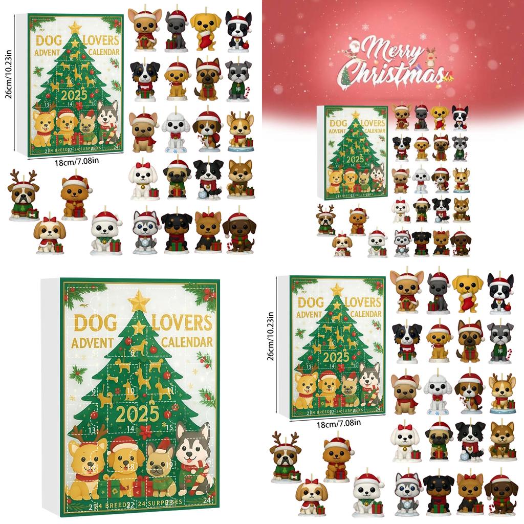 Christmas Dog Lover Advent Calendar With Acrylic Tree Ornaments For Holiday Celebration