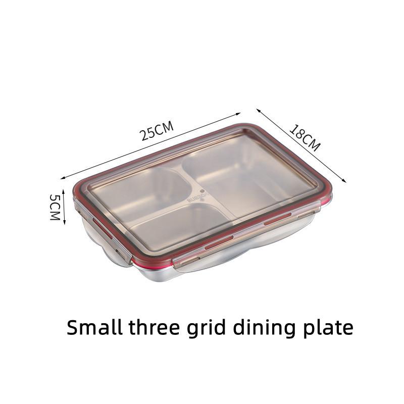 304 Stainless Steel Bento Lunch Box With PP Lid,Sealed Compartments Adult Lunch Box,Children's Student Kindergarten Meal Plate