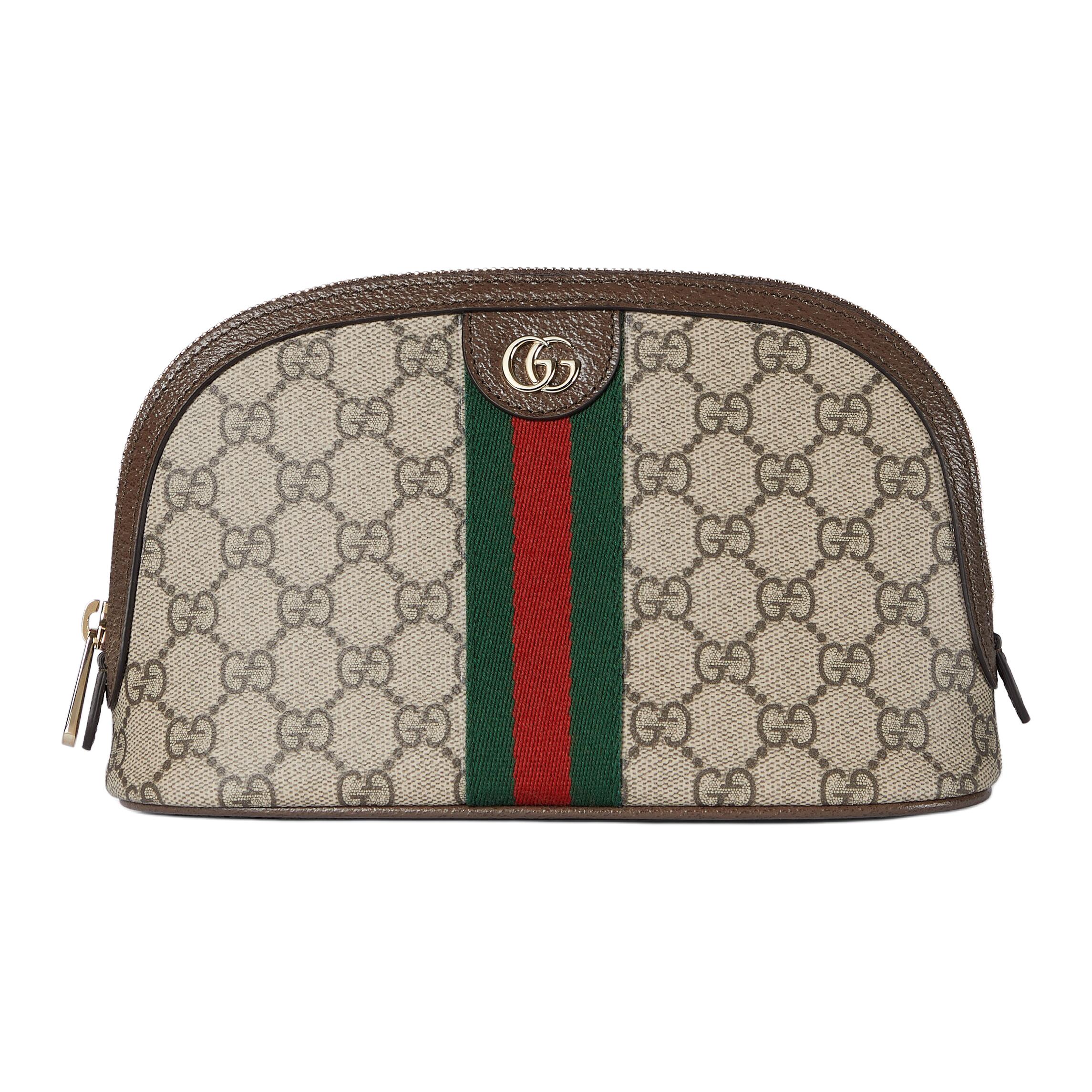 

Gucci Ophidia Gg Monogram Interlaced Pattern Design Coated Fabric Makeup Bag Small Size Women S Style Beige With Brown Patches Basic+Dust Bag коричневый/бежевый