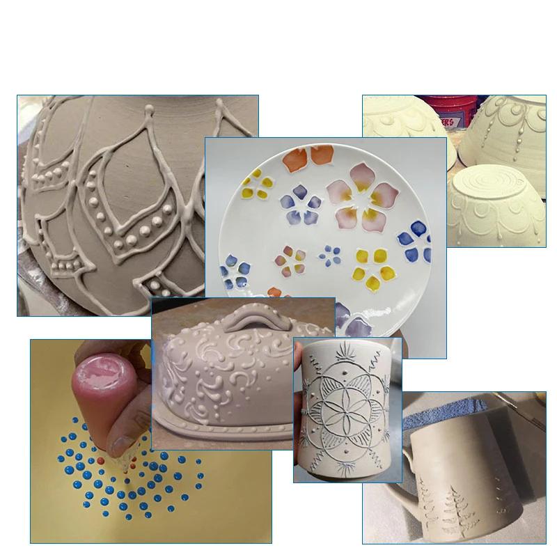 50cc Láhev na malování keramickou hlínou Stlačovací láhev s hlínou Vícejehlová DIY Textura Keramická barvicí glazura Malovaný hliněný sochařský nástroj