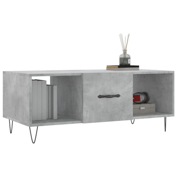 VidaXL Table basse gris béton 102x50x40 cm bois d'ingénierie 829296