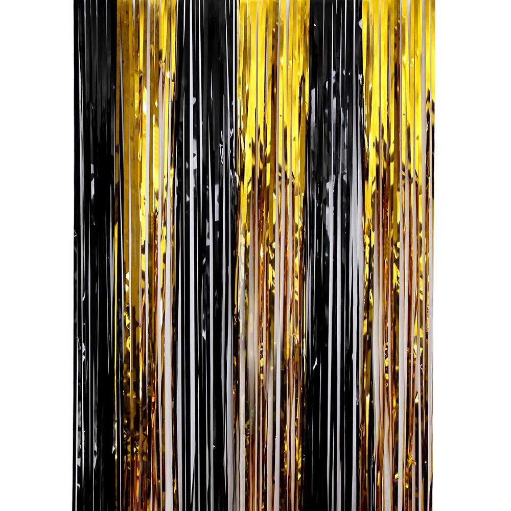 Black Sophisticated And Gold Rain Curtain For Halloween Party Displays And Backdrops Decorative