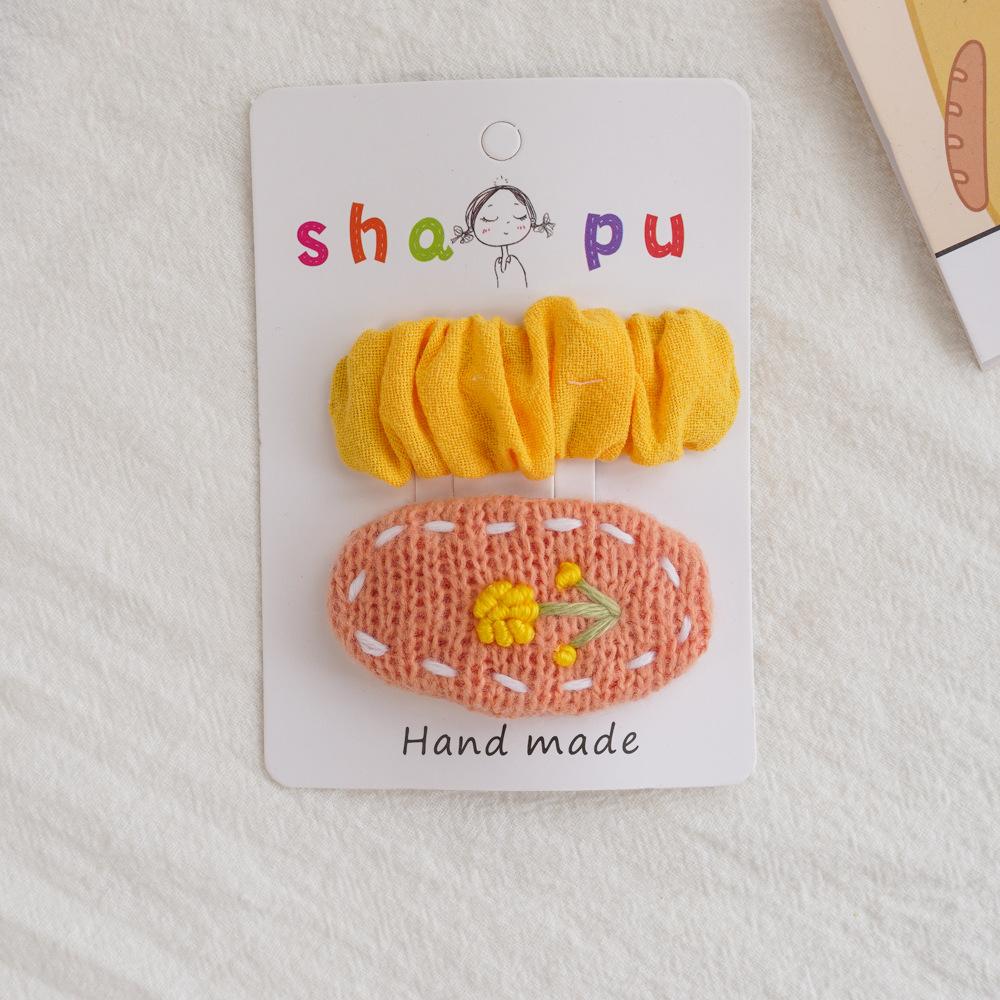 Cute Children Hair Pins Matte Cartoon Fruit Plant Fabric Embroidery BB Hair Clips for Girl Korea Simple Fashion Hair Accessories