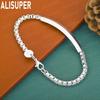 925 Sterling Silver 4mm Nameplate Side Chain Bracelet Gift Jewelry