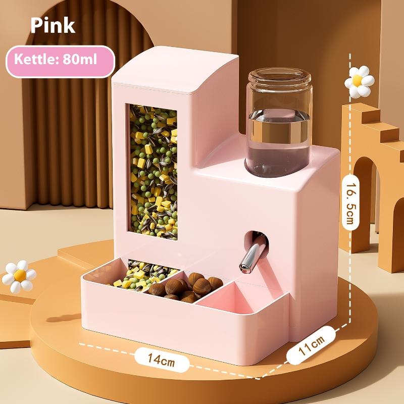 2-in-1 Automatic Hamster Automatic Feeder Water Dispenser Multi-functional Small Pets Drinking And Feeding Food Container