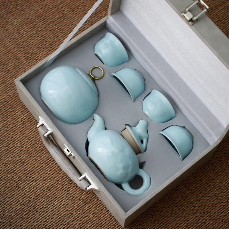 Ru Kiln Crackle Ceramic Travel Tea Set