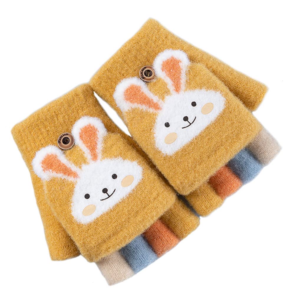 

eigenn Knit for Boys and Mitten Thick and Warm for Fall and Perfect for Playing in the Animal and Ages Kids Gloves, Girls, Half-Finger Covers,