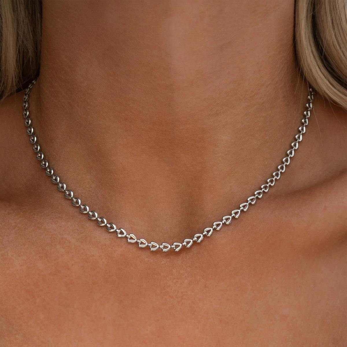 

Водонепроницаемый 18-каратный позолоченный браслет из нержавеющей стали с цепочкой в виде сердца любви, ожерелье, набор женских модных ювелирных изделий 35cm