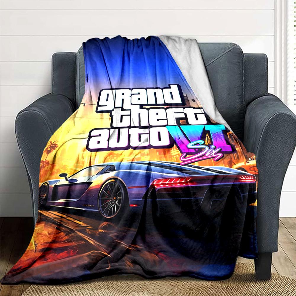 Grand Theft Auto Blanket Comfortable Perfect for Sofa Couch Bed Four Seasons Universal Digital Print Suitable for Gifting Relatives and Friends