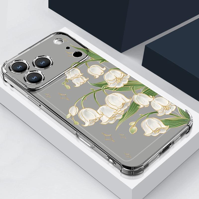 

Чехол с сине-фиолетовым цветочным узором для iPhone 17 Pro Max Coque iPhone 16 15 14 13 Pro Max 11 Ударопрочный прозрачный мягкий силиконовый чехол iPhone 15 Pro Max серый