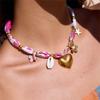 18K Gold Plated Necklace With Delicate Sea Charm Accent Stylish Clavicle Chain Neck Jewelry For Vacation Outfits