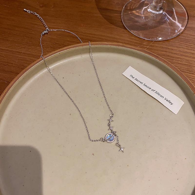 "Elegant Korean Titanium Steel Zircon Bow Necklace for Women"