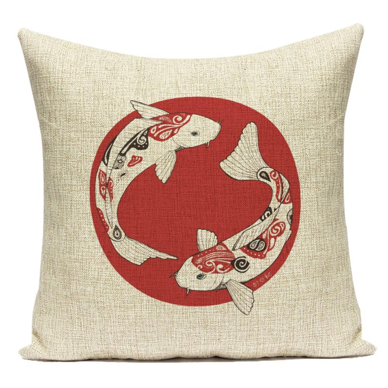 Cute Animals Fishes Decorative Throw Pillows Case Square Sofa Home Seat Cushion Cover for Home Living Room Decoration