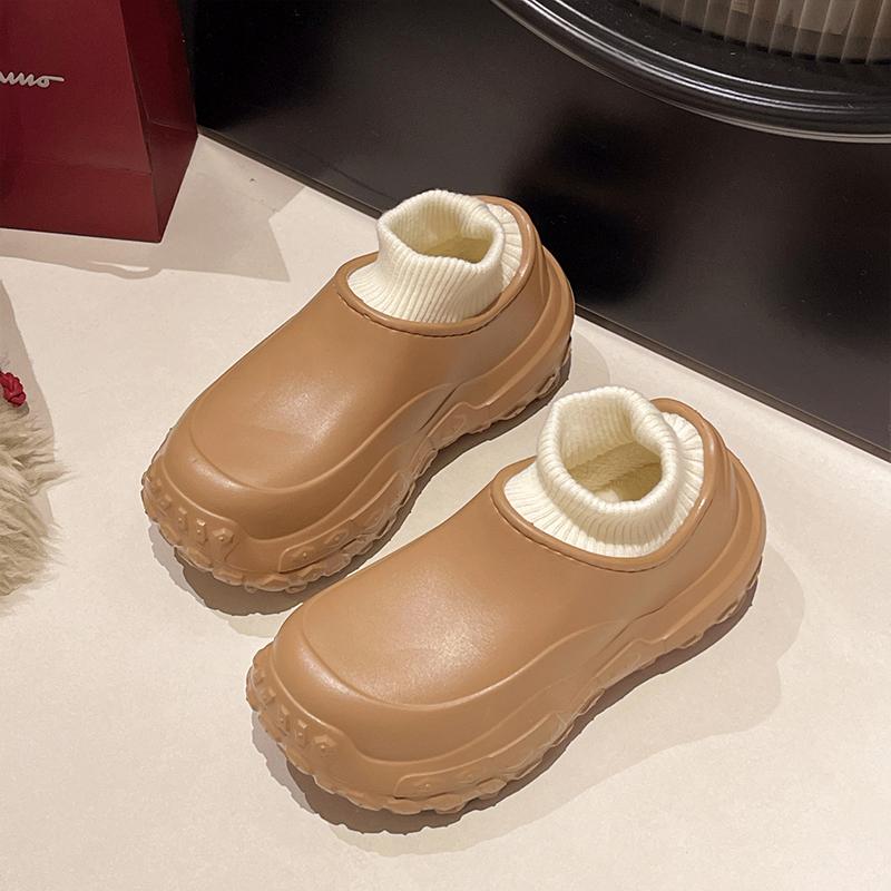 Fashion Smile Pop Stylish Shoes Women Outdoor Waterproof Non-slip Slippers Women Indoor Warm Fluffy Slippers Thick Sole Cotton Slippers