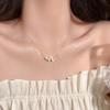 Wave Line Necklace Women's Summer Light Luxury Micro-inlaid Zircon Water Ripple Collarbone Chain Stainless Steel