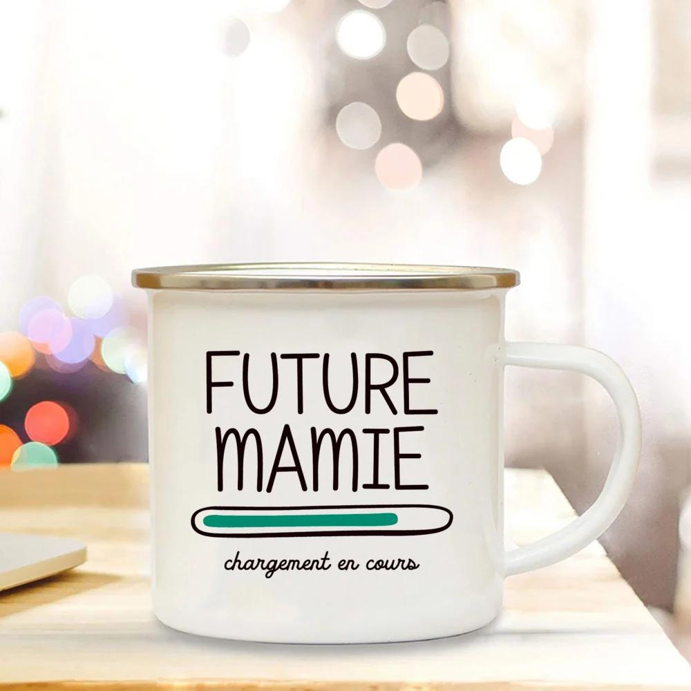 Beste Oma der Welt Bedruckte Tassen Kreative Kaffeetassen Getränke Wasser Milch Tasse Emailletasse Zuhause Henkel Trinkgeschirr Mamie Geschenke