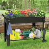 Raised Garden Planter Beds with Wheels Legs Large Planters Box for Indoor Outdoor Plants Metal Galvanized Elevated Rectangle He