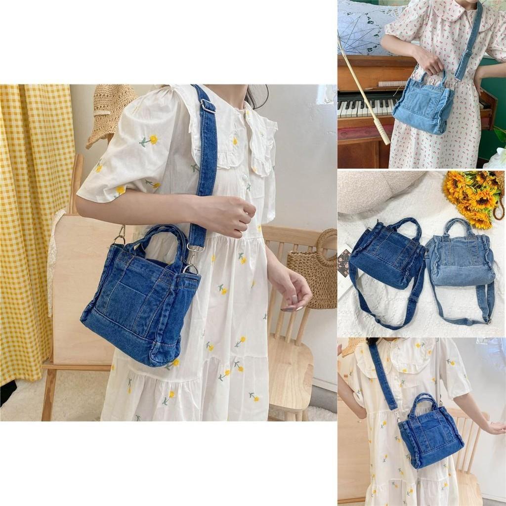 Stilvolle Koreanische Vintage Denim Canvas Tragetasche Für College-Studenten Große Kapazität