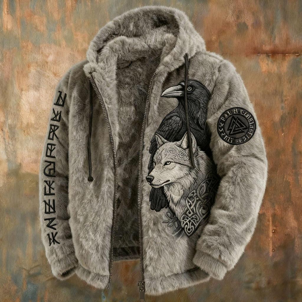 Men's 3D Print Flannel Hooded Zipper Cardigan: Winter Warm Fashion Sweatshirt