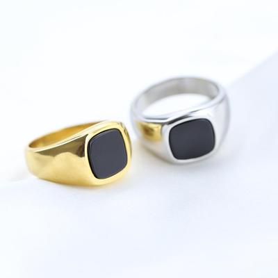 Anello Geometrico Retrò Europeo & Americano 12MM con Diamanti Incastonati in Acciaio Inossidabile - Accessorio di Moda Versatile