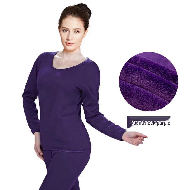 Nanjiren Women's Fleece-Lined Round Neck Thermal Underwear Set