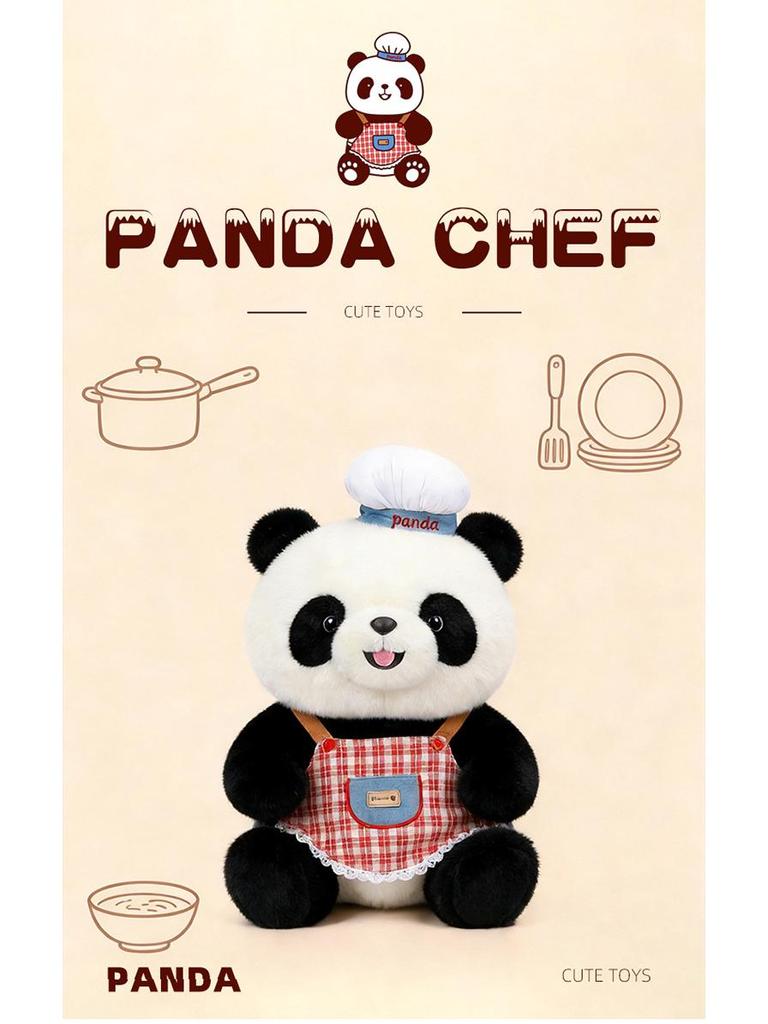 Cute Chef Panda Plush Toy with Apron - Children's Comfort Doll & Birthday Gift