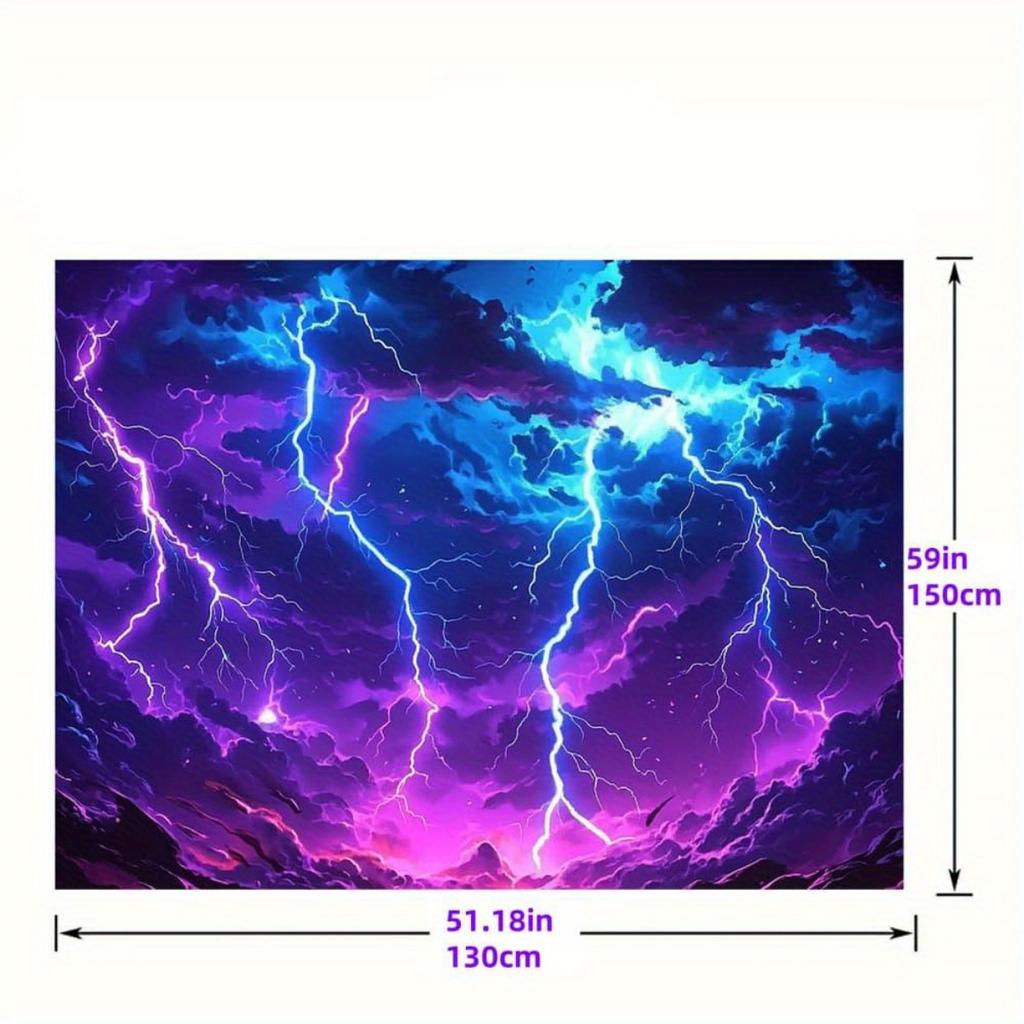 2D Plane 1 Piece of "Lightning Night Sky" Suitable for Modern Decoration Party Banners and Background Cloth