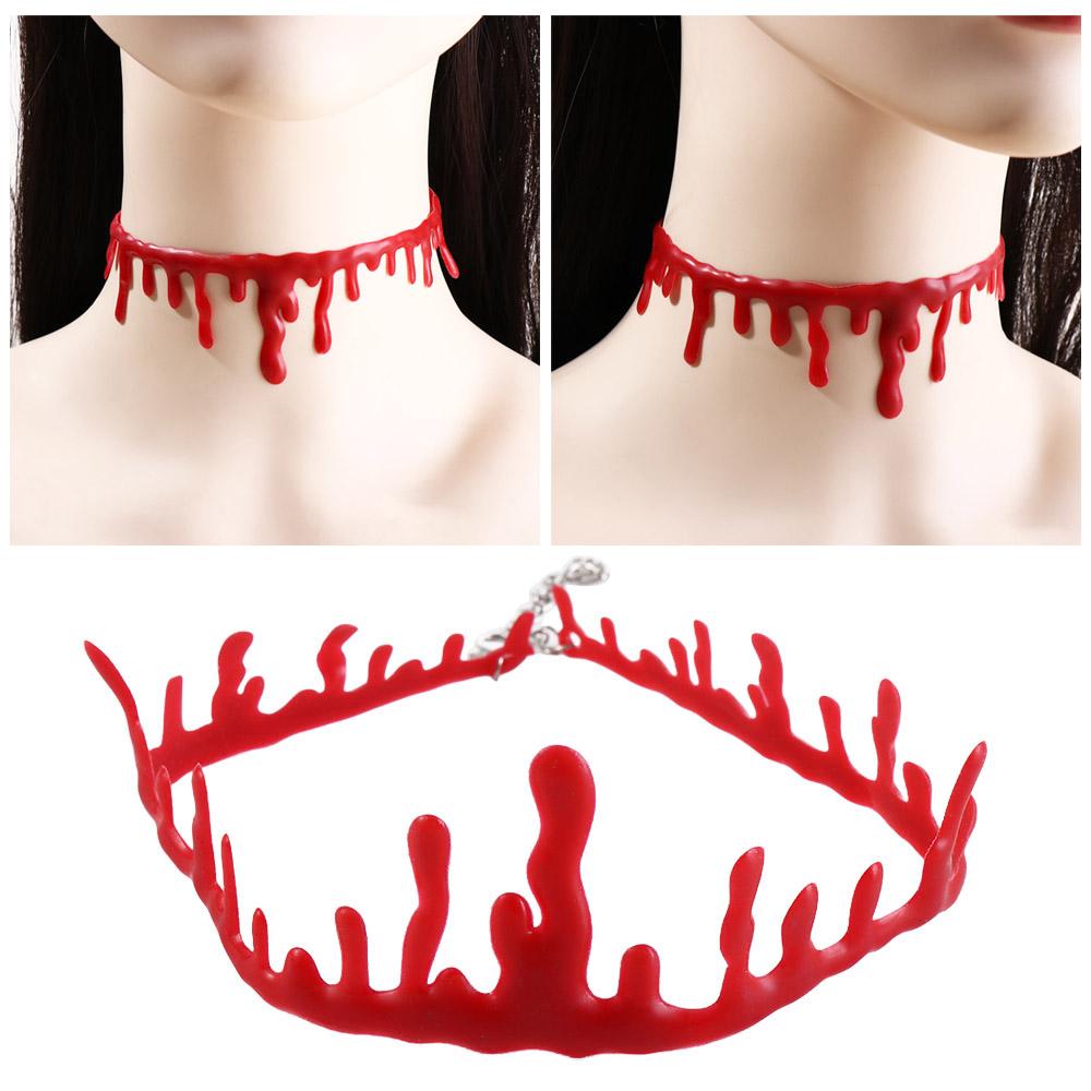 Metal Bloody Collar Plastic Halloween Bloody Choker Halloween Decoration Necklace  Cosplay