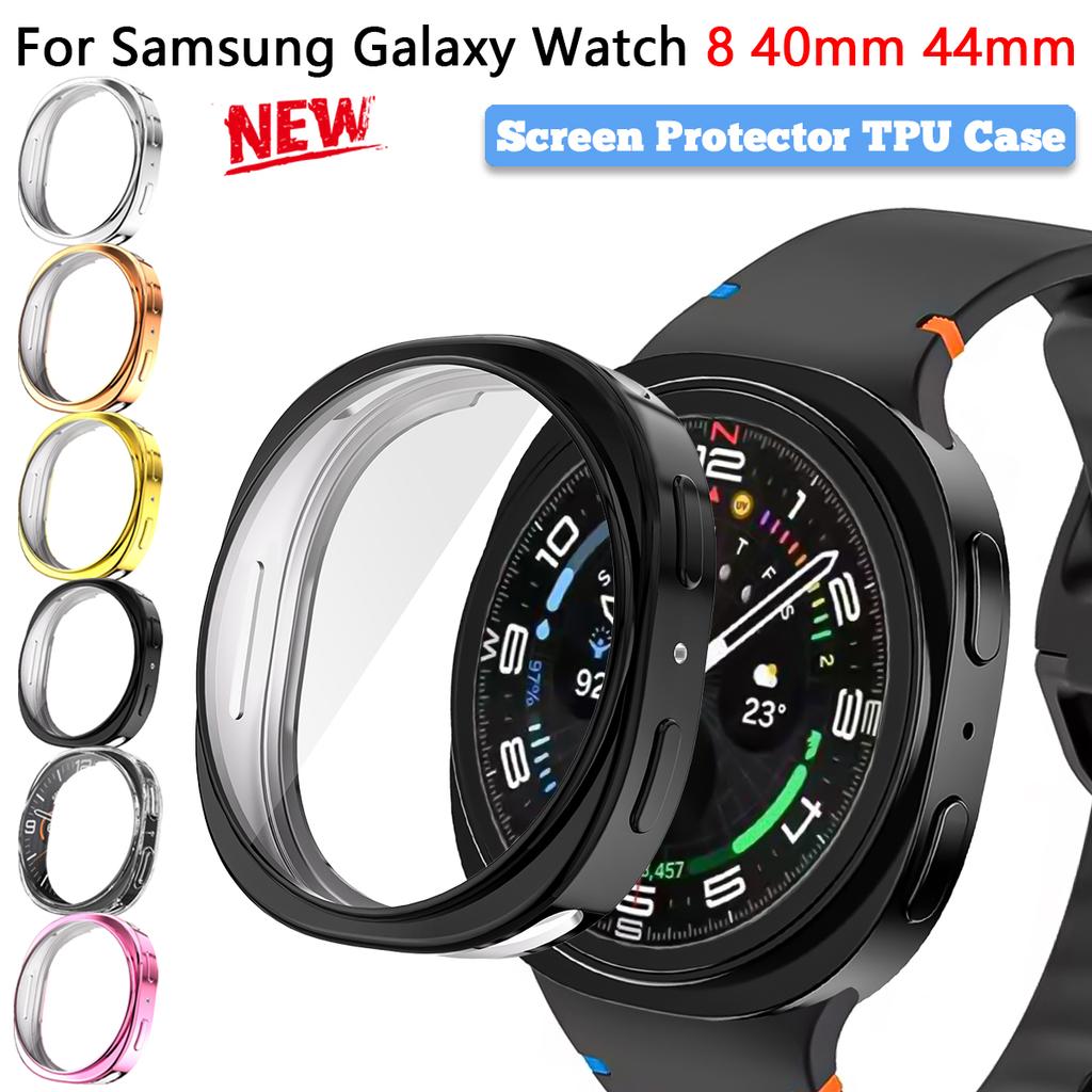 Pouzdro s ochranou displeje pro Samsung Galaxy watch 8 44mm 40mm Měkký TPU kryt displeje Všestranný ochranný rámeček Příslušenství