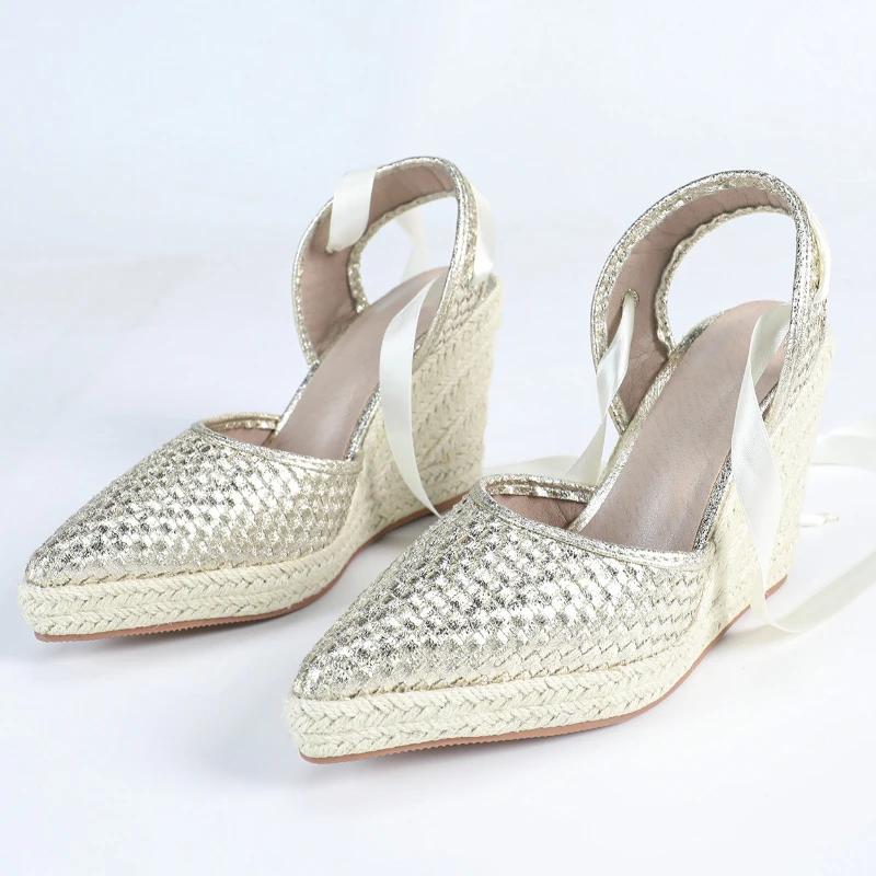 

Fashion Simple Fashion Strappy Large Size 35-42 Women Shoes Elegant Woven Wedge Sandals Women Comfortable Designer Brand Sandals Women 42 абрикосовый