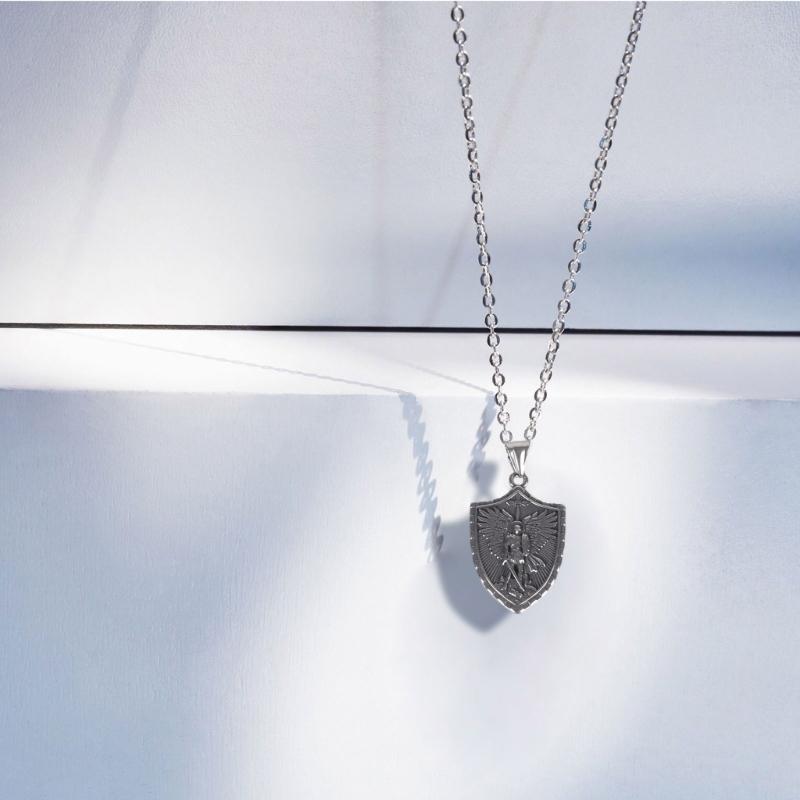 Punk Rock Stil Anhänger Halskette Robuste Edelstahl Engelschild Anhänger Halskette Stilvolle Halskette Schmuck