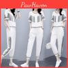 Cool And Womens Summer Spring And Breathable Round Neck Suit Office Casual Suit Top Trousers 2 Piece Suit